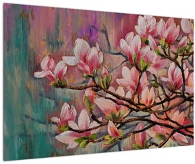 Tablou - Pictură în ulei, Sakura în floare (90x60 cm)