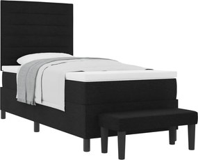 vidaXL Pat cu arcuri cu saltea cu headboard Negru 80 x 200 cm țesătură