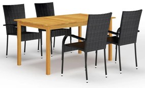 vidaXL Set mobilier de grădină, 5 piese, negru