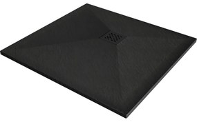 Mexen Stone+ bazin compozit pătrat 70 x 70 cm, negru, capac negru - 44707070-B