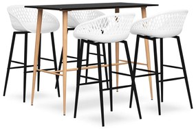 vidaXL Set mobilier de bar, 5 piese, negru și alb