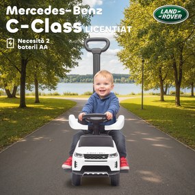 AIYAPLAY Mașinuță de Împins pentru Copii LAND ROVER DISCOVERY, 2-în-1 cu Mâner și Barieră de Siguranță, Alb | Aosom Romania