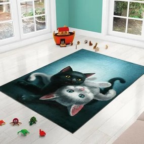 Covor pentru copii Bellatex Cat turquoise , 100 x150 cm