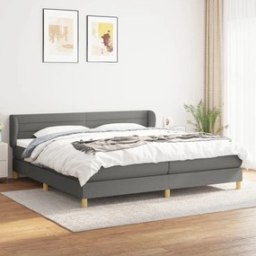 3126910 vidaXL Pat box spring cu saltea, gri închis, 200x200 cm, textil