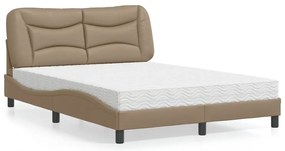 vidaXL Pat cu saltea, cappuccino, 120x200cm piele ecologică