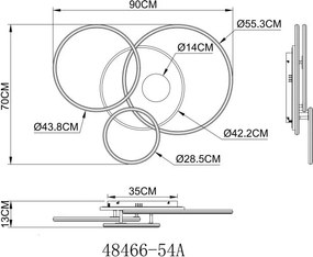 Lustra LED aplicata design circular INVERTINA argintie