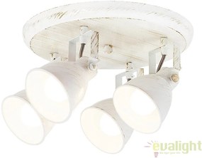 Plafoniera, Lustra cu 4 spoturi design VINTAGE, finisaj alb antic, Vivienne 5969 RX