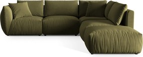 Coltar modular dreapta 4 locuri, Chris-184, Micadoni Home, 295x290x80 cm, catifea, verde deschis