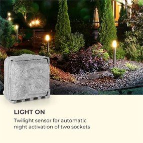 Power Rock Twilight 5, 4 x priză de grădină, IP44, senzor de întunecare, 5 m