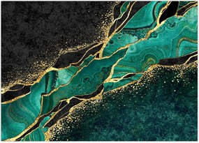 Tablou - Marmorat, petrol-auriu (70x50 cm)