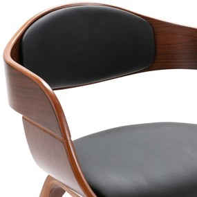 Scaune de bucatarie, 6 buc., lemn curbat si piele ecologica 6, maro inchis si negru