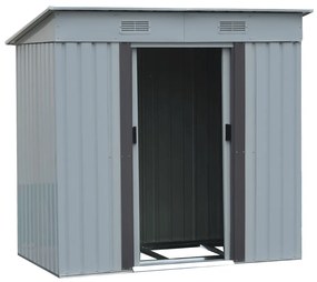 Depozit grădină pentru scule din tablă, alb / gri, 1,9x1,2 m, TEDOK