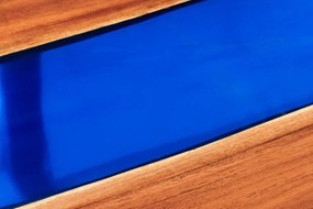 Masa din lemn de salcam cu rasina epoxidica albastra LIQUID 160cm