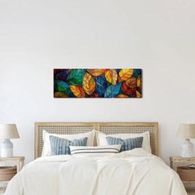 Tablou - Mozaic din frunze (cu ceas) (90x30 cm)