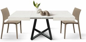 Masa Ariel  extensibila, picior metalic negru - BLAT ALB
