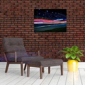 Tablou pe sticlă orașului nocturn (70x50 cm)