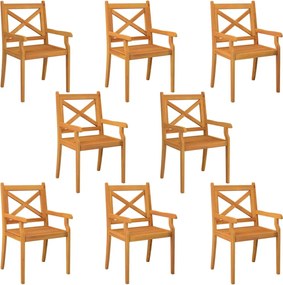 vidaXL Scaune de exterior, 8 buc., lemn masiv de acacia