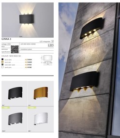 Aplica LED moderna de exterior ambientala IP54 GINNA 3 gri