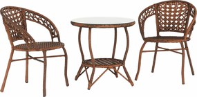 Set gradina JARUB, maro, ratan artificial/sticla securizata/metal, cu
