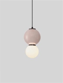Pendul LED decorativ portelan mocha, sticla alb, NOESIS