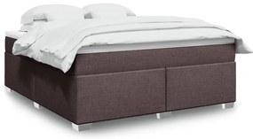 vidaXL Pat continental cu saltea maro închis 180x200cm material textil