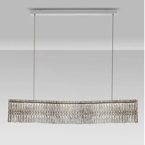 Lustra suspendata LED crom, cristale sticla NUVIA 120cm