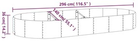 Jardiniera gradina gri 296x140x36 cm otel vopsit electrostatic 1, Gri, 296 x 140 x 36 cm