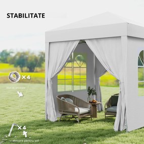 Outsunny Foisor Pliabil 2x2 m con 4 Pereti Detasabili, Foisor de Gradina cu Sac pentru Transport din Poliester si Otel, Alb | AOSOM RO