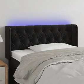 3123610 vidaXL Tăblie de pat cu LED, negru, 93x16x78/88 cm, catifea