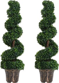 Outsunny Plantă Artificială Decorativă Buxus în Spirală cu Ghiveci Inclus, Ф32x120 cm, Verde | Aosom Romania