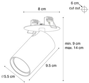 Set de 6 spoturi încastrate moderne albe GU10 50mm - Chels