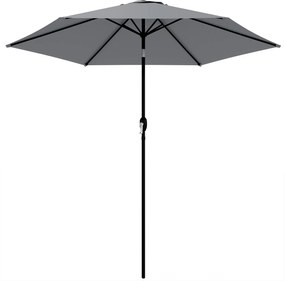 Outsunny Umbrelă de grădină exterioară rotundă 2 m, înclinabilă la 30°, manivelă, stâlp din aluminiu, țesătură 180 g/m², anti-UV, Gri Închis | Aosom Romania