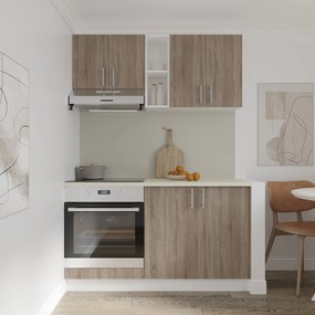 Set haaus V4, Stejar Sonoma Inchis/Alb, Blat Thermo 28 mm, L 140 cm