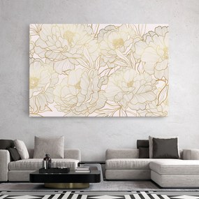 Tablou Canvas, 80x120cm, Dormitor si Living, Flori, Bujori, Golden Peony