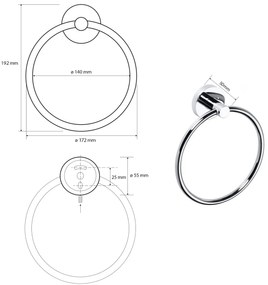 SAPHO XR411 X-Round E suport pentru prosoaperotund, argintiu