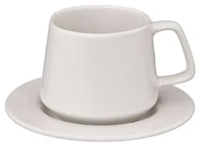 Ceasca cu farfurie Trapeze, alb, 200 ml