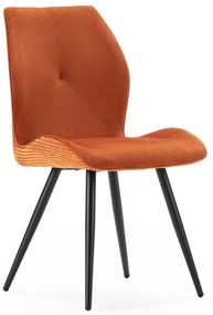 Scaune de dining portocalii 2 buc. din catifea reiată Adaya – Marckeric