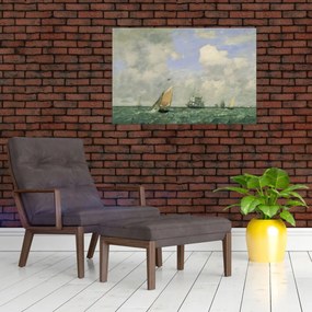 Tablou - Eugène Boudin, Ships and Sailing Boats Leaving Le Havre, reproducere (90x60 cm)