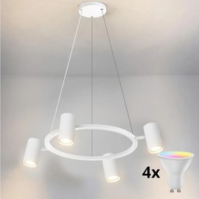 Brilagi - lustră LED RGBW reglabilă, suspendată pe cablu SELE 4xGU10/6,5W/230V, alb
