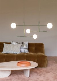 Lustra metal verde cu 4 globuri sticla Copenhagen