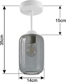 BRILAGI - LED Lustră aplicată R GLASS 1xE27/60W/230V Ø 14 cm alb/gri fumuriu