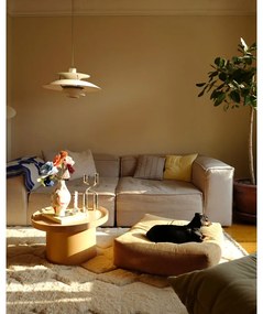 Puf din catifea reiată Karup Design More Ivory