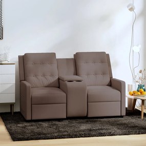3084270 vidaXL Fotoliu rabatabil cu 2 locuri/suport pahar, gri taupe, textil