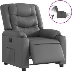 vidaXL Fotoliu rabatabil electric, gri, piele ecologică