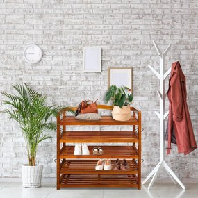 Raft pentru pantofi RUSTIC, 5 polițe, 75x26x82cm, maro natural Casaria