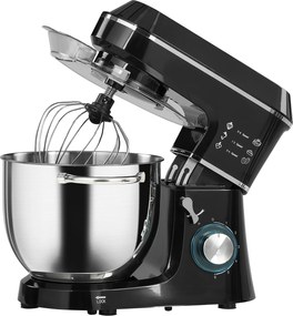 HOMCOM Mixer Planetar cu Bol Inox de 7L, 1400W, 6 Viteze Pulse, Cap Înclinat, Mixer Profesional Antiderapant cu Cârlig Frământare, Tel, Batător, Capac Anti-Stropire și Accesorii | Aosom Romania