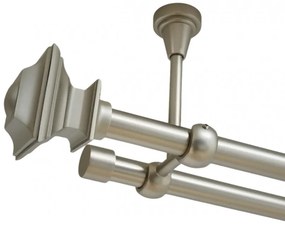 Galerie dubla verdi fara inele prindere tavan 19/19 mm crom mat (Alege marime: 120 cm)