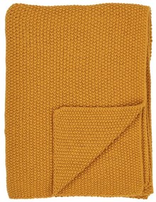 Pătură galbenă din bumbac reciclat tricotată 130x170 cm Santos – House Nordic