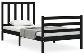 3193850 vidaXL Cadru de pat cu tăblie, negru, 100x200 cm, lemn masiv