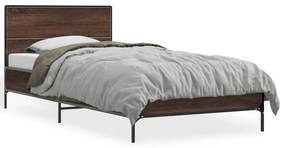 845526 vidaXL Cadru de pat, stejar maro, 100x200 cm, lemn prelucrat și metal